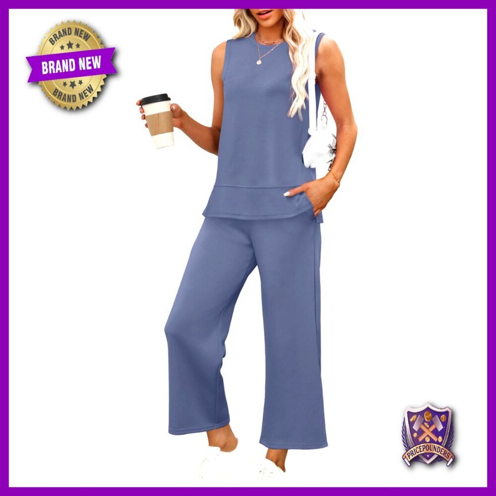 Loose Wide Leg Lounge Set Comfy Two Piece Tracksuit Summer Travel Outfit
